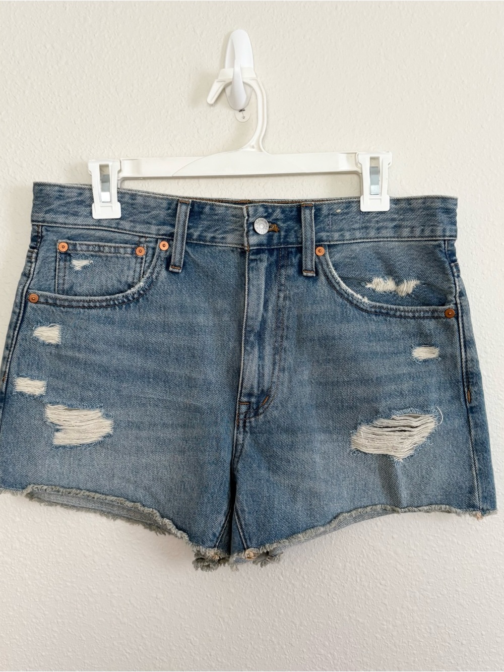 Madewell Denim Shorts Womens Relaxed Cotton Medium Distressed Wash Size 27